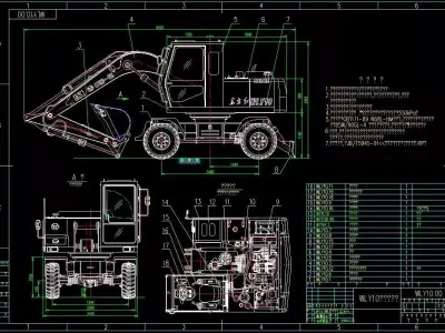 WY10 tire hydraulic excavator 3D model
