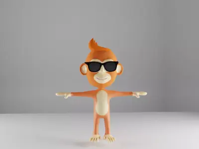 monkey cartoon character 3D model
