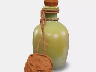 Corked Ceramic Potion Bottle Low-poly 3D model