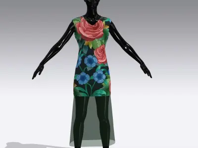 Female Cloth Dress Low-poly 3D model