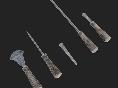Leather Working Hand Tools Low-poly 3D model