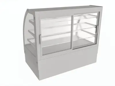 Store cake display shelf with curved glass and cooling 3D model