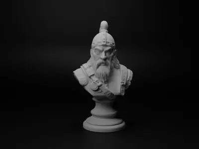 Genghis Khan Warrior Bust Chess 3D print model buy