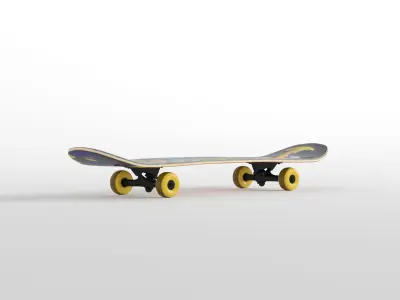 Skateboard Yellow Model 3D model Low-poly 3D model