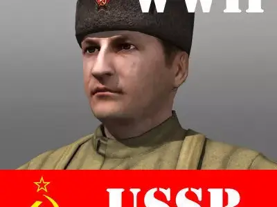 Soviet Soldier and Ppsh 41 Low-poly 3D model