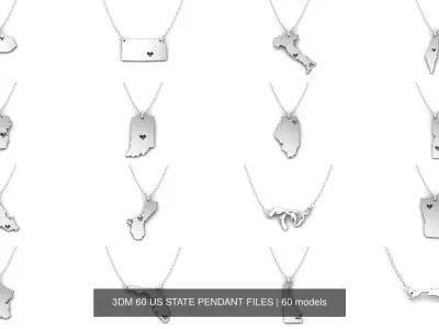 3DM 60 US STATE PENDANT FILES 3D Model Pack