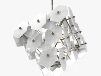 Cash Stacked Pendant  Antique Silver  White Matte 3D model