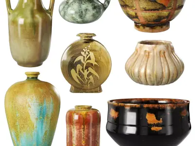 Ceramic vases by Alexandre Bigot 3D model