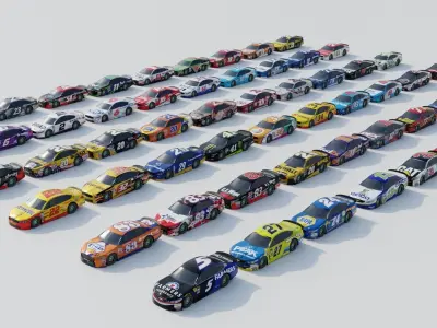 60 CAR PACK - NASCAR Race Cars Free 3D model