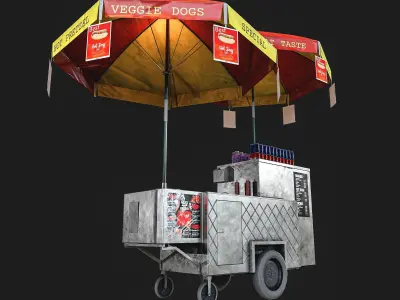Hot dog cart Low-poly 3D model from CGTrader