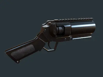 Mini Grenade launcher gaming weapon model Low-poly 3D model