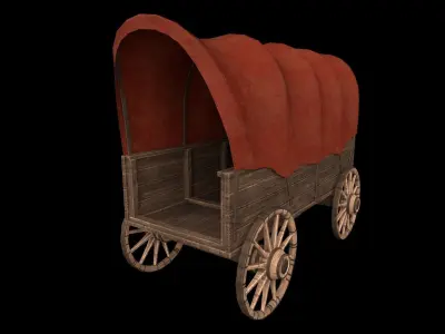 Wooden Wagon - PBR - Textured Low-poly 3D model