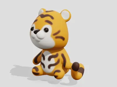 Cute little tiger sitting  3D model