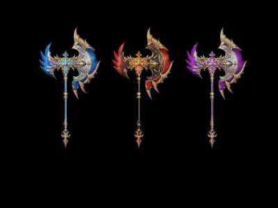 Fantasy Axes Collection 3D Model Pack