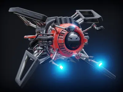 Sci-fi Submarine Low-poly 3D model