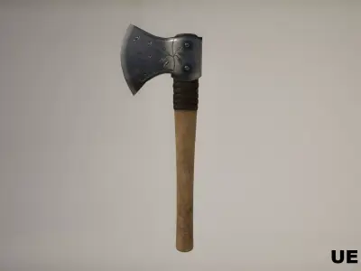 Steel Woodcutting Axe - Game Ready PBR Tool Prop Low-poly 3D model