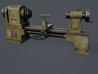 Wood Lathe PBR  Low-poly 3D model