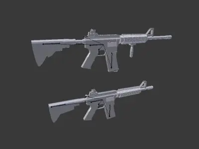 2 M4 Carbine -Unique Style-Rigged Game Ready Low-poly 3D model