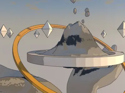 cartoon mountain scene   Free low-poly 3D model