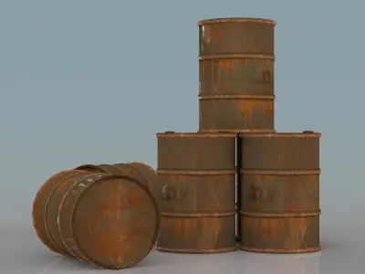 Barrel Set rusty barrels - rusty barrels 3D model