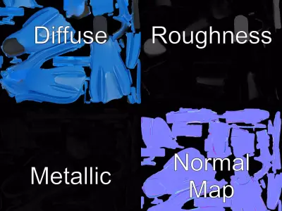 Ocean Blue Flippers model pack Low-poly 3D model