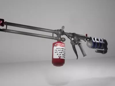 flamethrower fire extinguisher with note Free low-poly 3D model