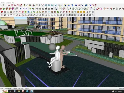 Apartment building with recreational spaces 3D model