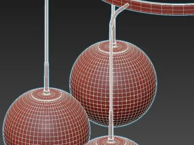 RH-LANGUEDOC-Round-Chandelier-Antique-Brass chandelier with f... 3D model