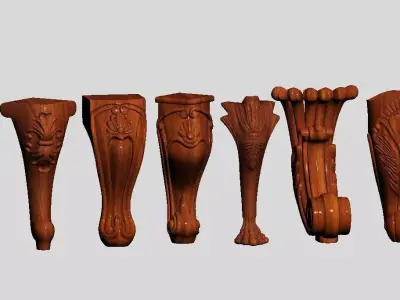Solid wood furniture legs 3D model