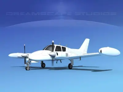 Cessna U-3B Blue Canoe White Livery 3D model