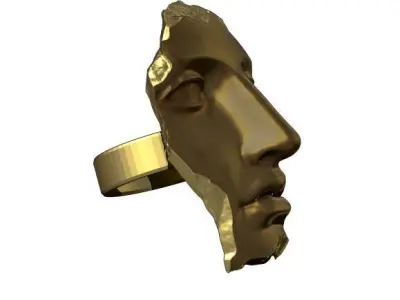 Greeck Rome God Face Crack Damage Slavage Part Ring Silver GOLD 3D print model