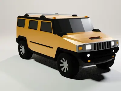 Low Poly Hummer suv Low-poly 3D model