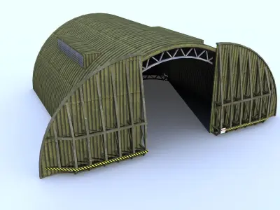 Aircraft Shelter Low Poly - Seamless textures Low-poly 3D model