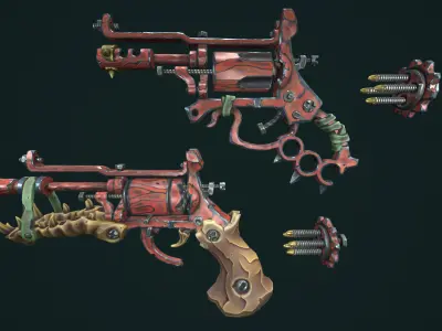 Modular stylized desert revolver Low-poly 3D model