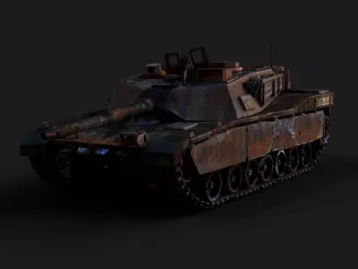 war destroyed tank abrams burned wreck model Low-poly 3D model