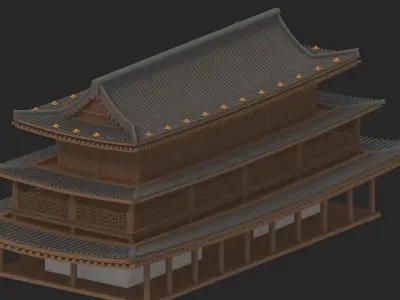 big pagoda Low-poly 3D model