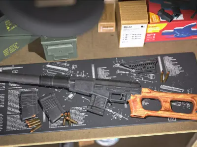 MILITARY Game Ready VSS Vintorez Low-poly 3D model