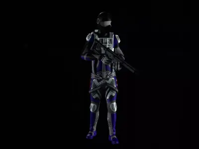 Robot Soldier - Assault Soldier Low-poly 3D model 29