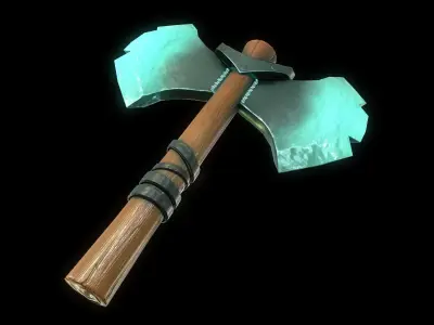 Stylized Weapon Axe Water element Low-poly 3D model