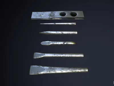 Blacksmithing Chisels and Tools Low-poly 3D model