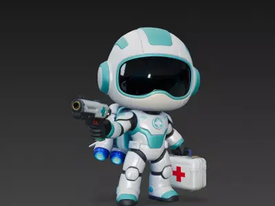 The Guardian Angel Stylized Sci-Fi Medic 3D Model Low-poly 3D model