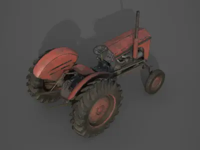 Old Farm Tractor - PBR and Game Ready Low-poly 3D model