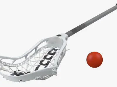 Lacrosse Stick and Ball 3D model