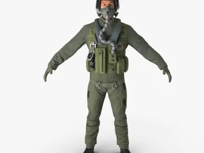 US Military Jet Fighter Pilot 3D model