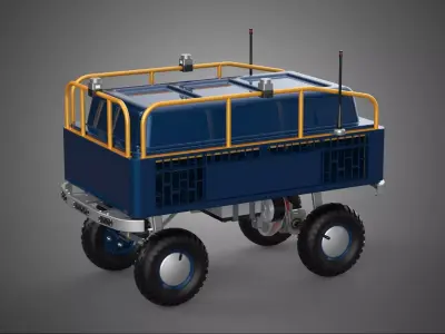 UNMANNED TRANSPORT ROBOT VEHICLE CART DELIVERY TROLLEY TRUCK UGV 3D model
