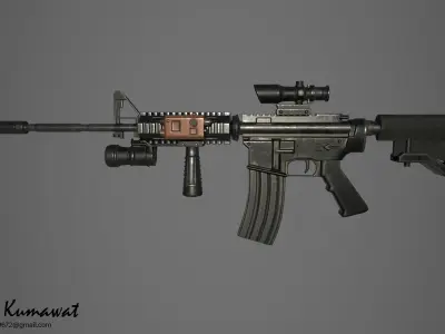 M416 Gun Low-poly 3D model