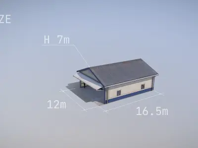Airfield Hangar 12m Vr1 Low-poly 3D model