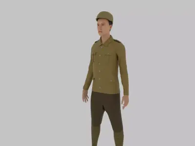 WWI Soldier Low-poly 3D model