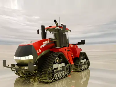 Modern Tracked Tractor 3D Model Low-poly 3D model