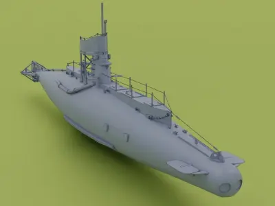 British B-Class submarine Low-poly 3D model